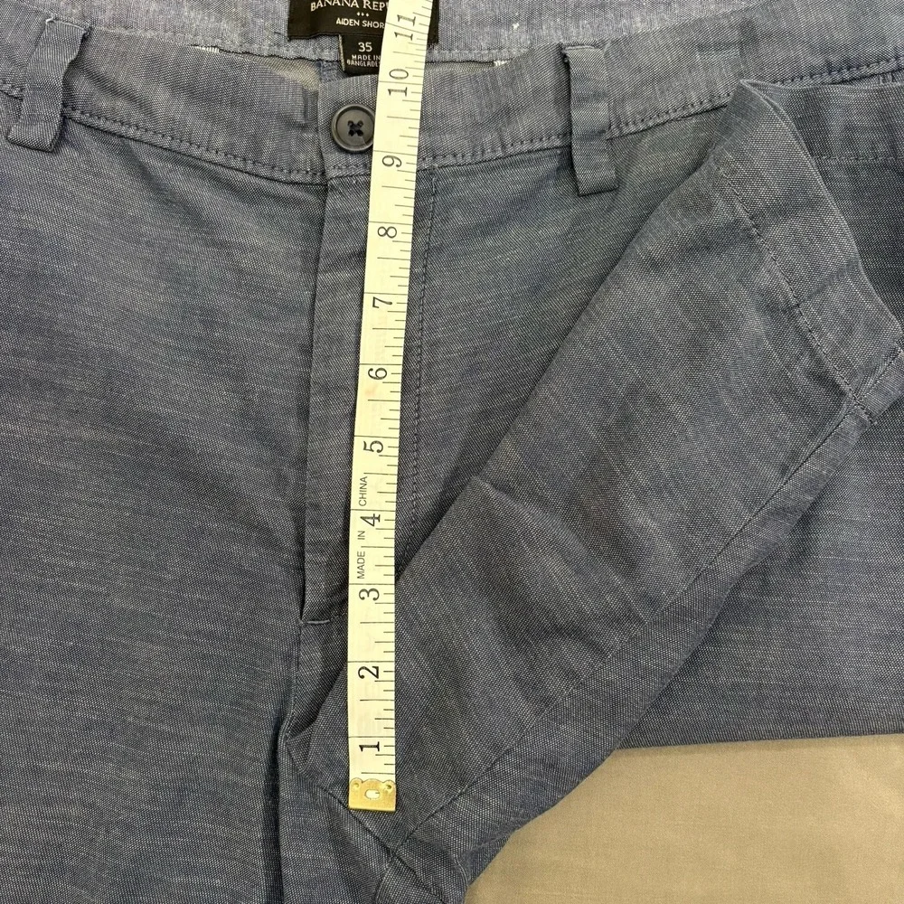 Banana Republic Aiden Short  Men's Chino Chambray Blue Heather Preppy Size 35